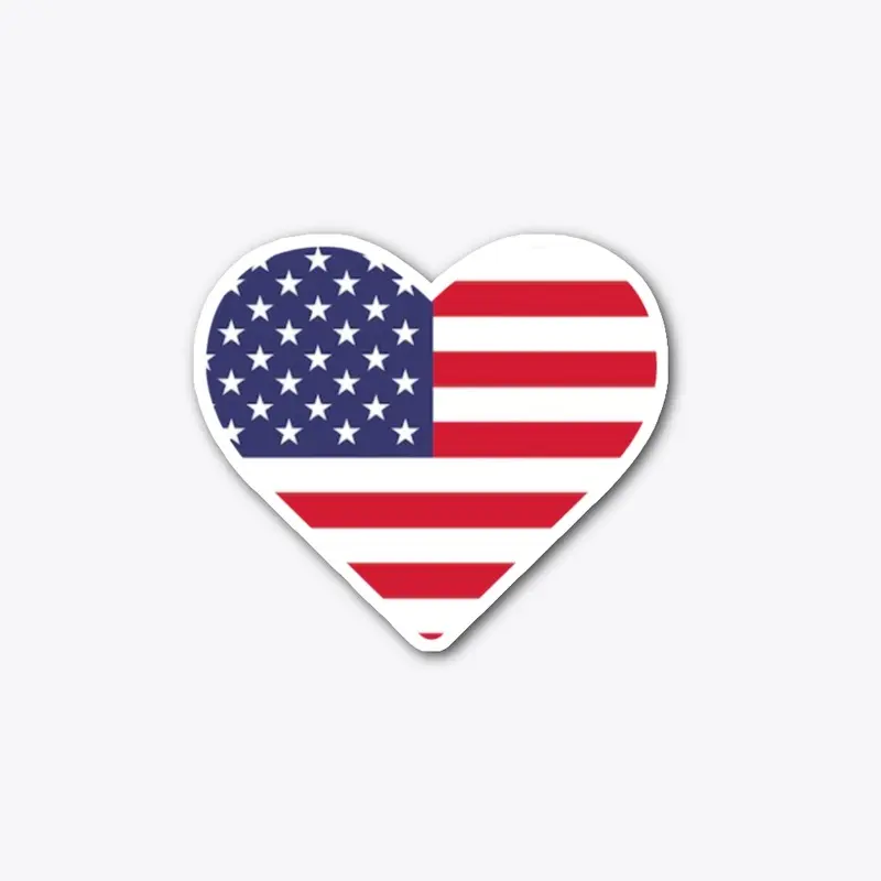 American Flag Heart Sticker